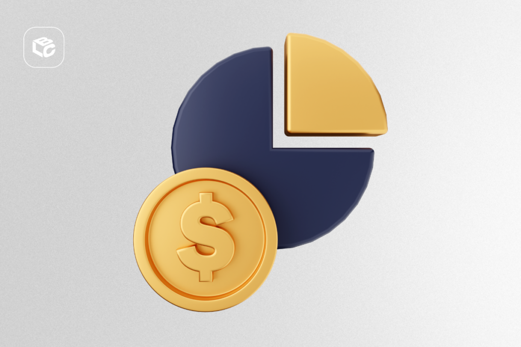 Gráfico de pizza e moeda dourada com símbolo de dólar, ilustrando RPV Federal.